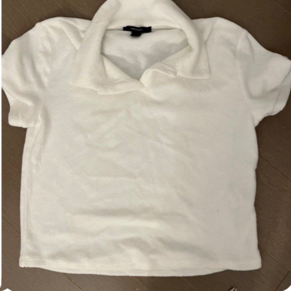 cropped forever 21 terry cloth polo top - perfect for spring / summer